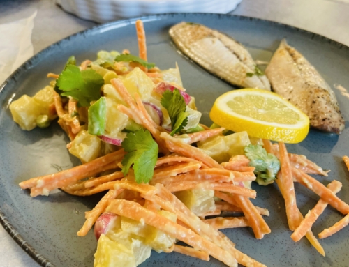 Salade de poire de terre aussi appelée yacon, mayonnaise 100% végétale