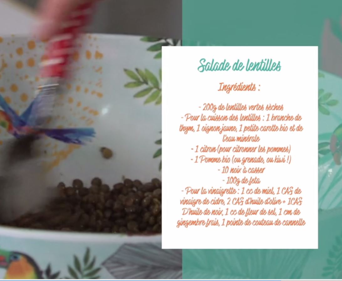 Salade de lentilles « pimpée », vinaigrette au miel (recette en vidéo)